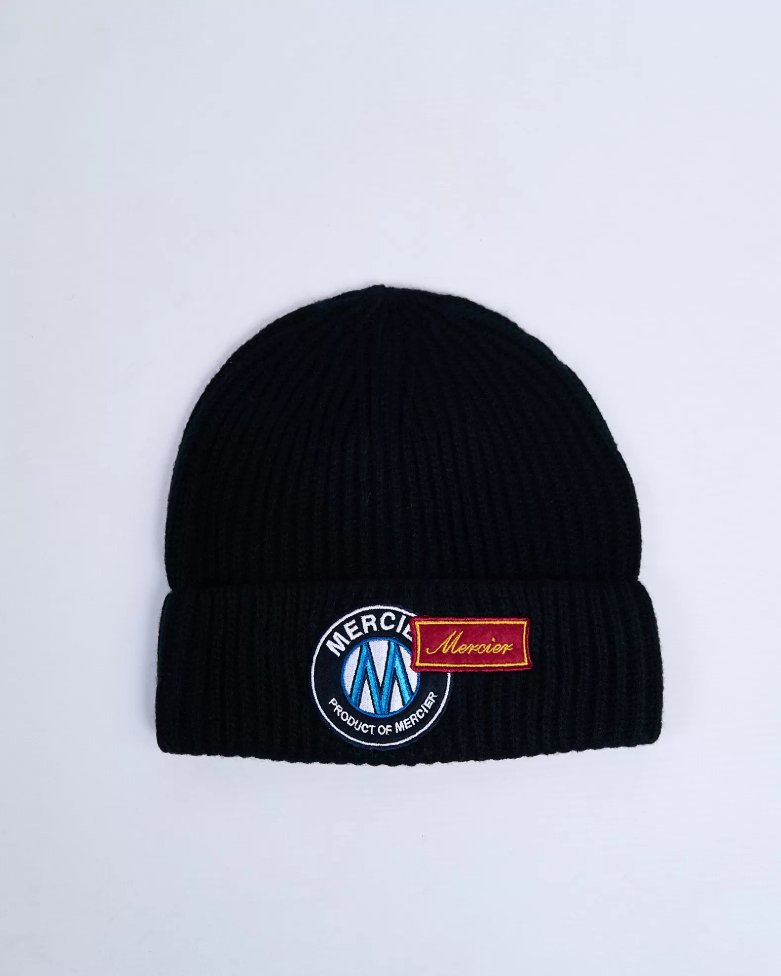 black_og_badge_ribbed_beanie_2.webp Online Mercier Black OG Badge Ribbed Beanie