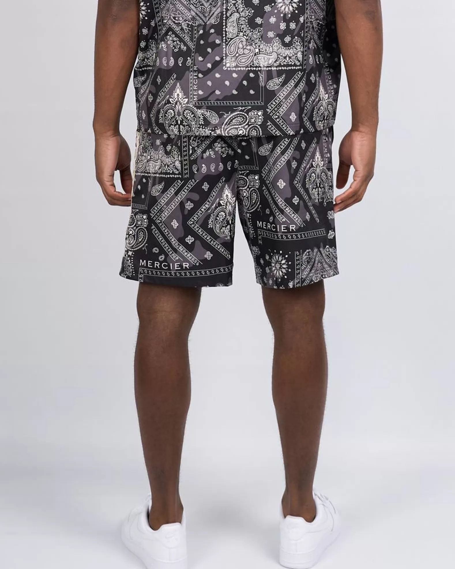 black_paisley_resort_shorts_2.webp Shop Mercier Black Paisley Resort Shorts