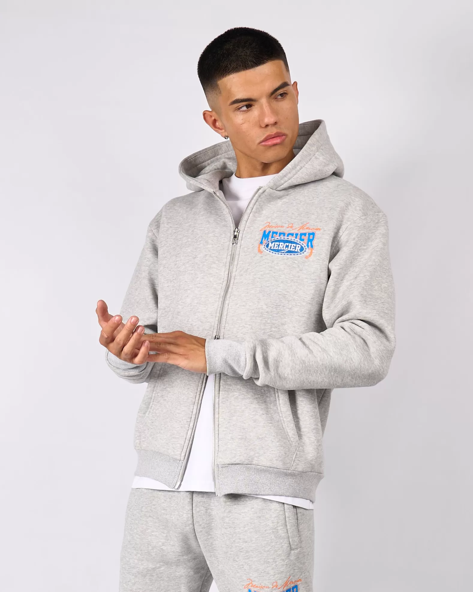 grey_marl_maison_de_mercier_zip_hood_3.webp Cheap Mercier Grey Marl Maison De Zip Hood