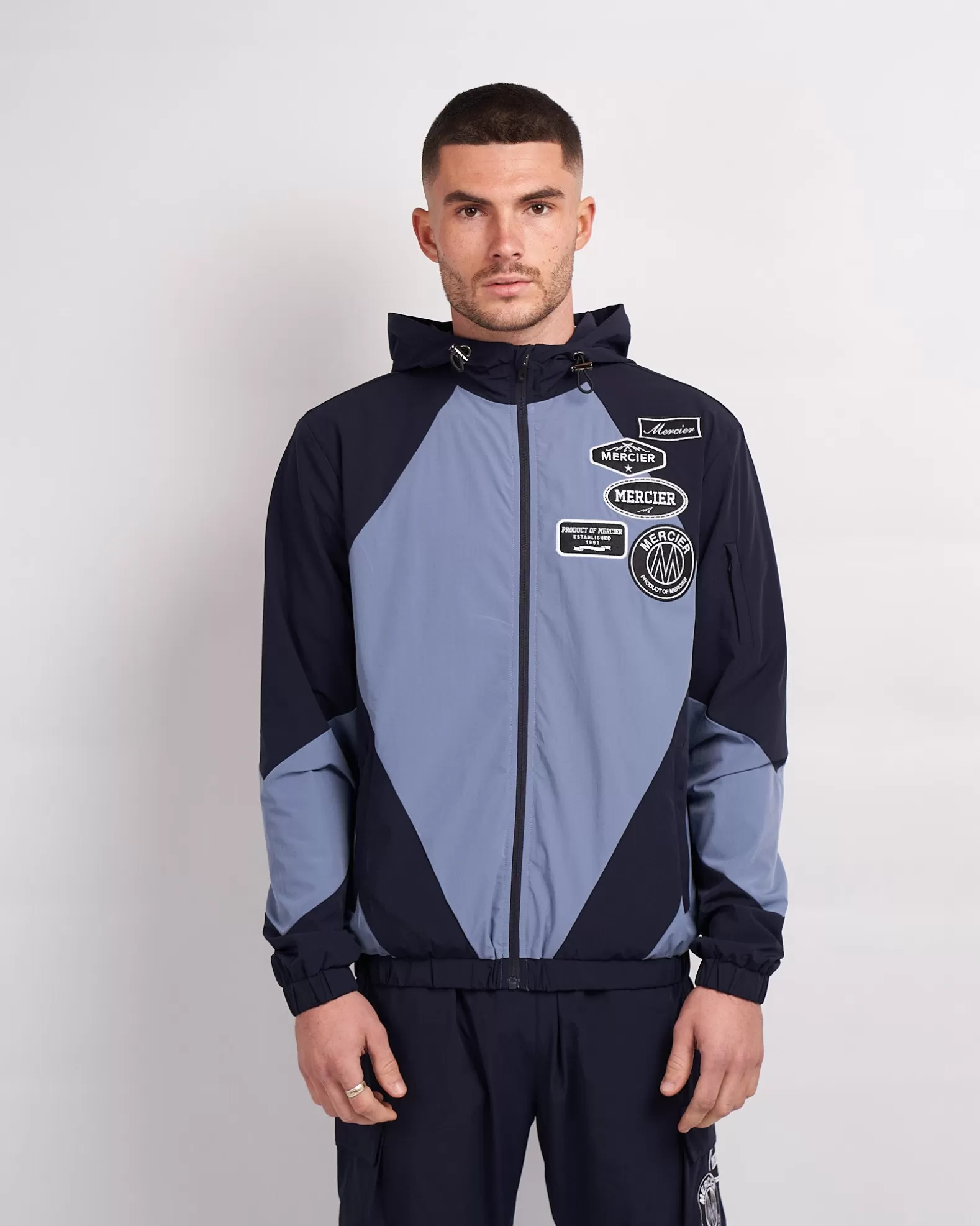 navy_placid_blue_mono_badge_panelled_windbreaker_4.webp Cheap Mercier Navy Placid Blue Mono Badge Panelled Windbreaker