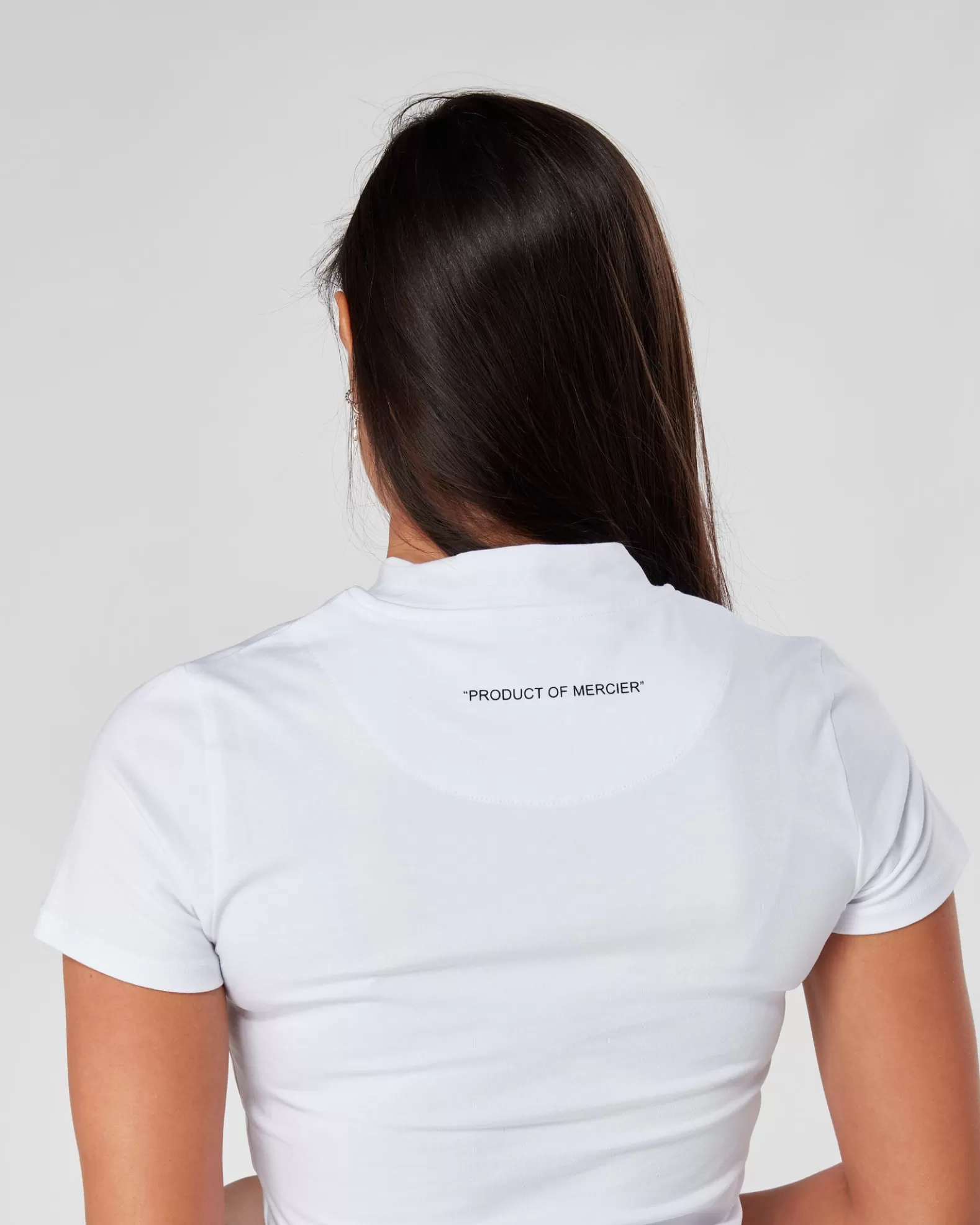 white_womens_mono_fitted_badge_tshirt_4.webp Outlet Mercier White Womens Mono Fitted Badge Tshirt