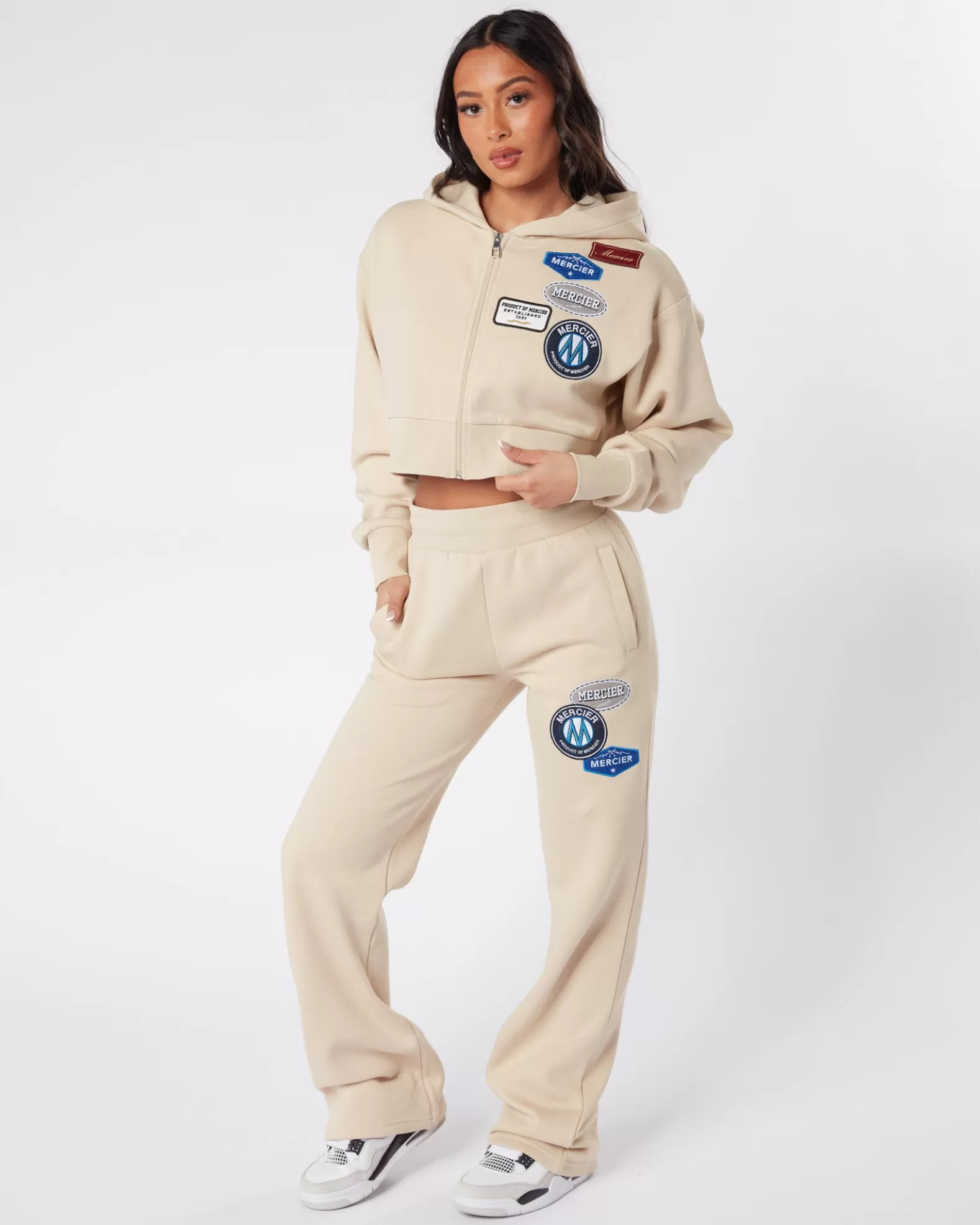 womens_almond_og_badge_cropped_zip_up_3.webp Discount Mercier Womens Almond OG Badge Cropped Zip Up