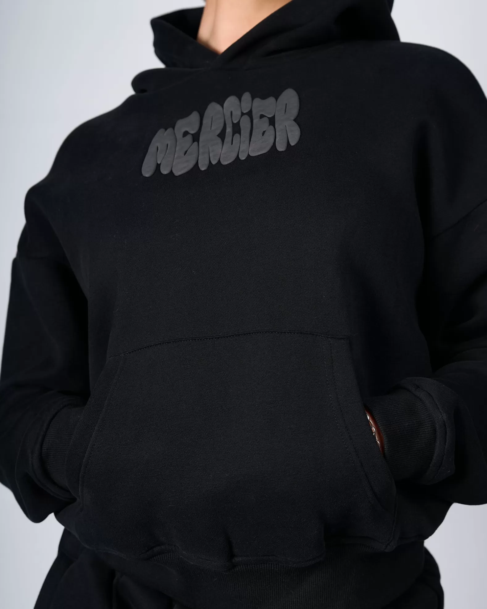 womens_black_charcoal_bubble_hoodie_4.webp Store Mercier Womens Black Charcoal Bubble Hoodie