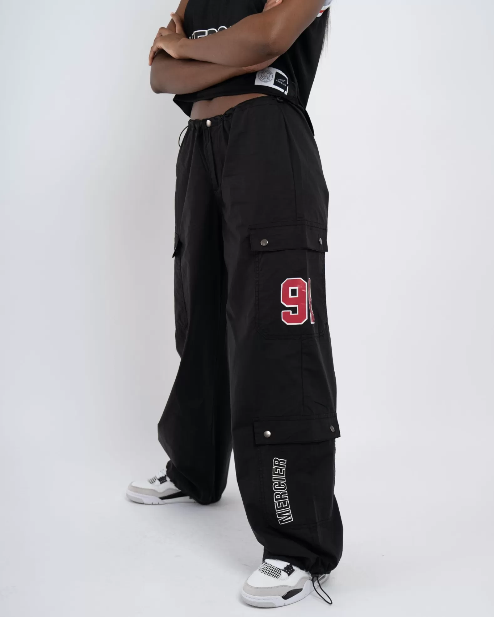 womens_black_crawford_parachute_cargos_3.webp Clearance Mercier Womens Black Crawford Parachute Cargos