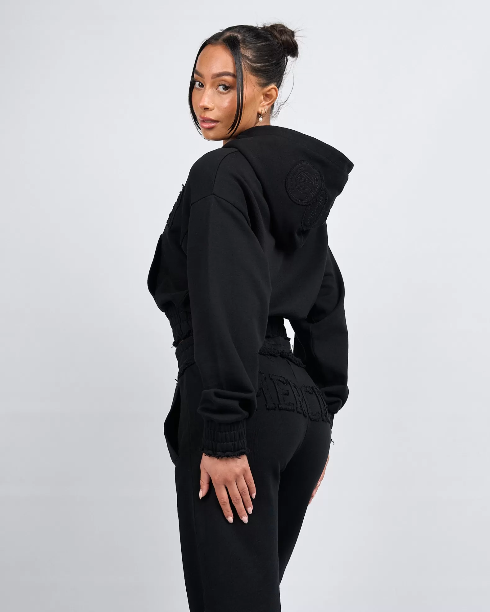 womens_black_distressed_cropped_hoodie_3.webp Discount Mercier Womens Black Distressed Cropped Hoodie
