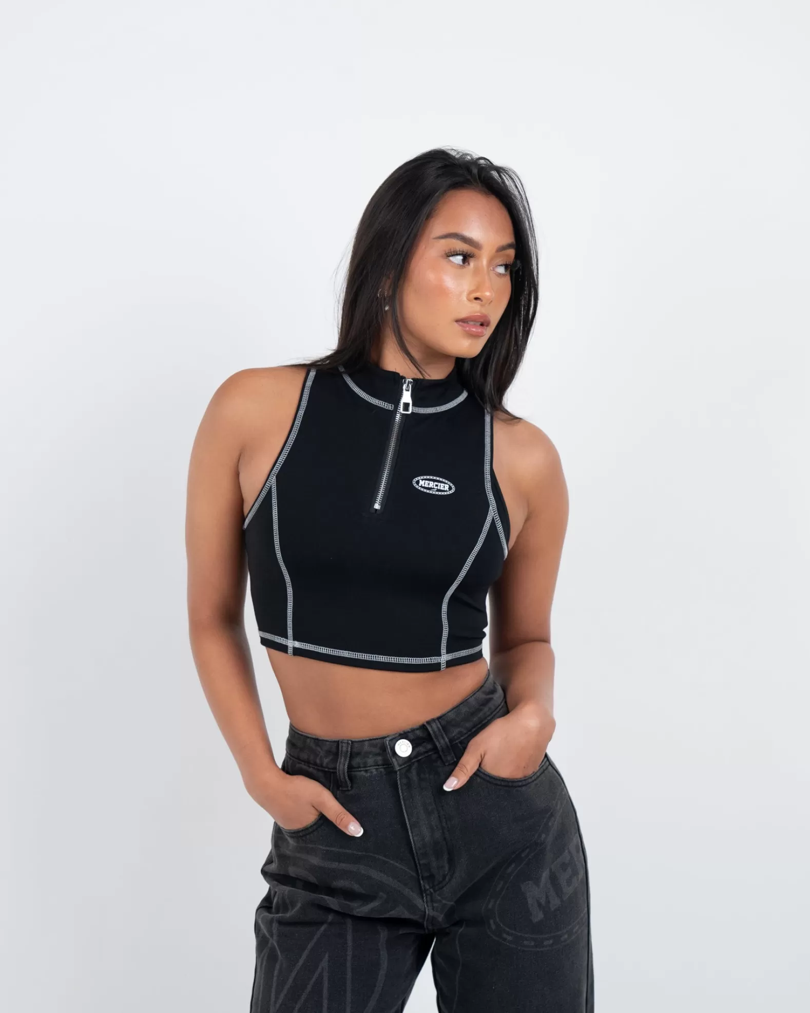 womens_black_maison_zip_vest_2.webp Hot Mercier Womens Black Maison Zip Vest
