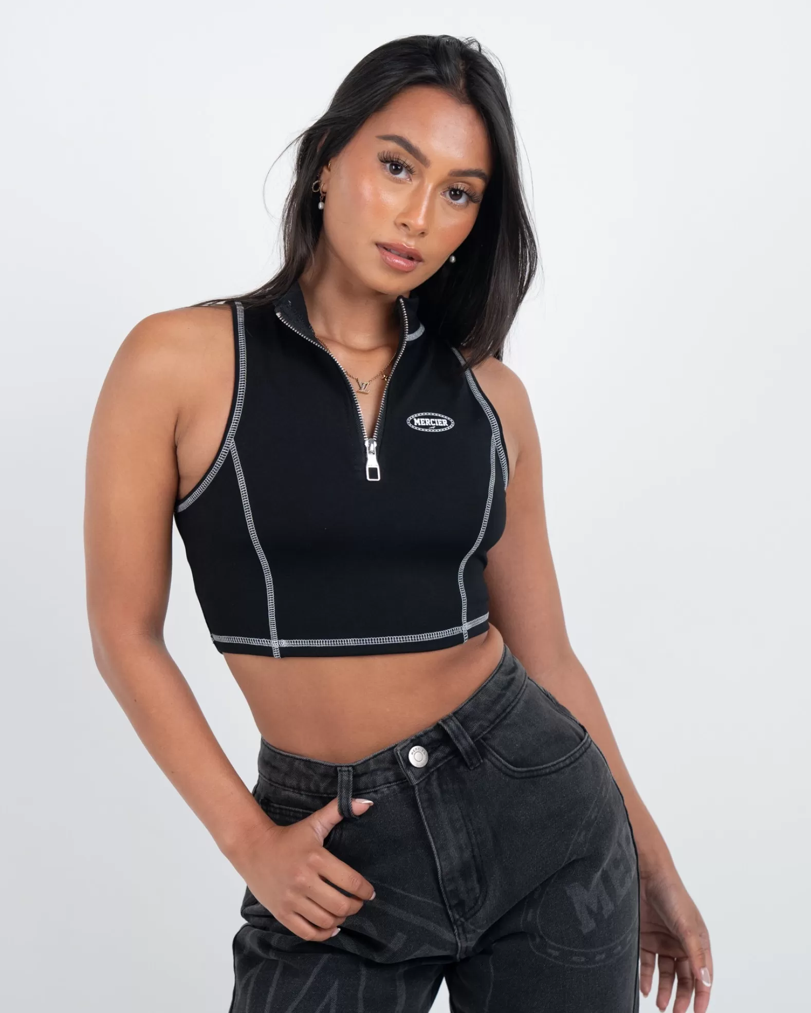 womens_black_maison_zip_vest_3.webp Hot Mercier Womens Black Maison Zip Vest