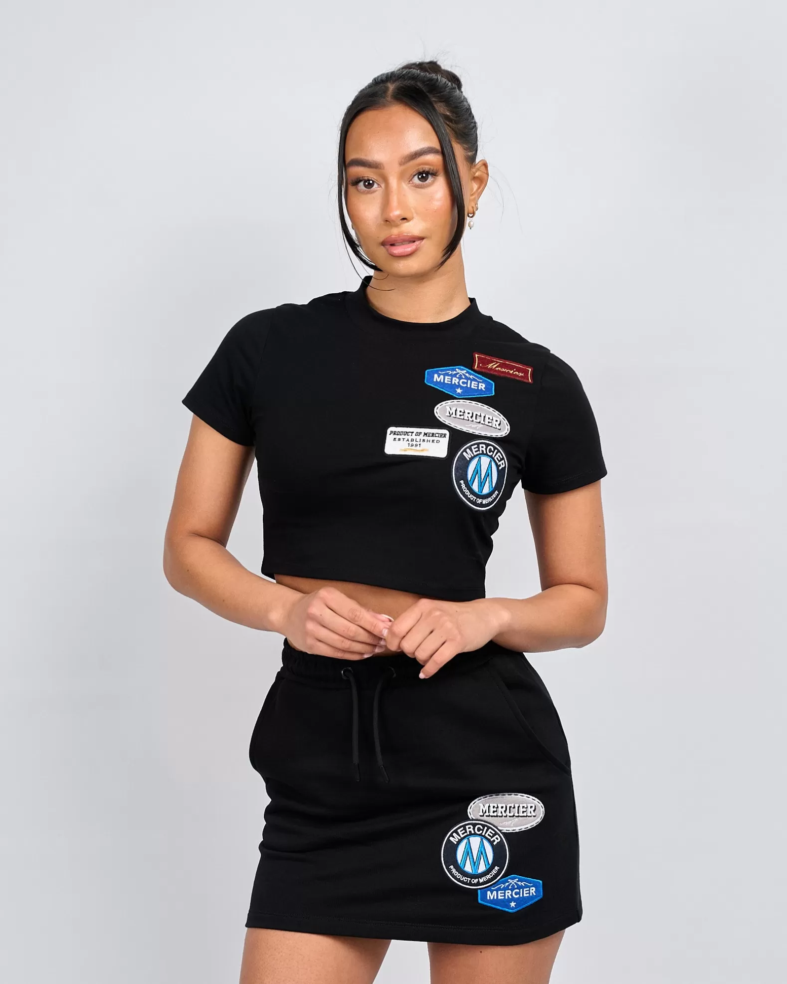 womens_black_og_badge_cropped_baby_tshirt_3.webp Sale Mercier Womens Black OG Badge Cropped Baby Tshirt