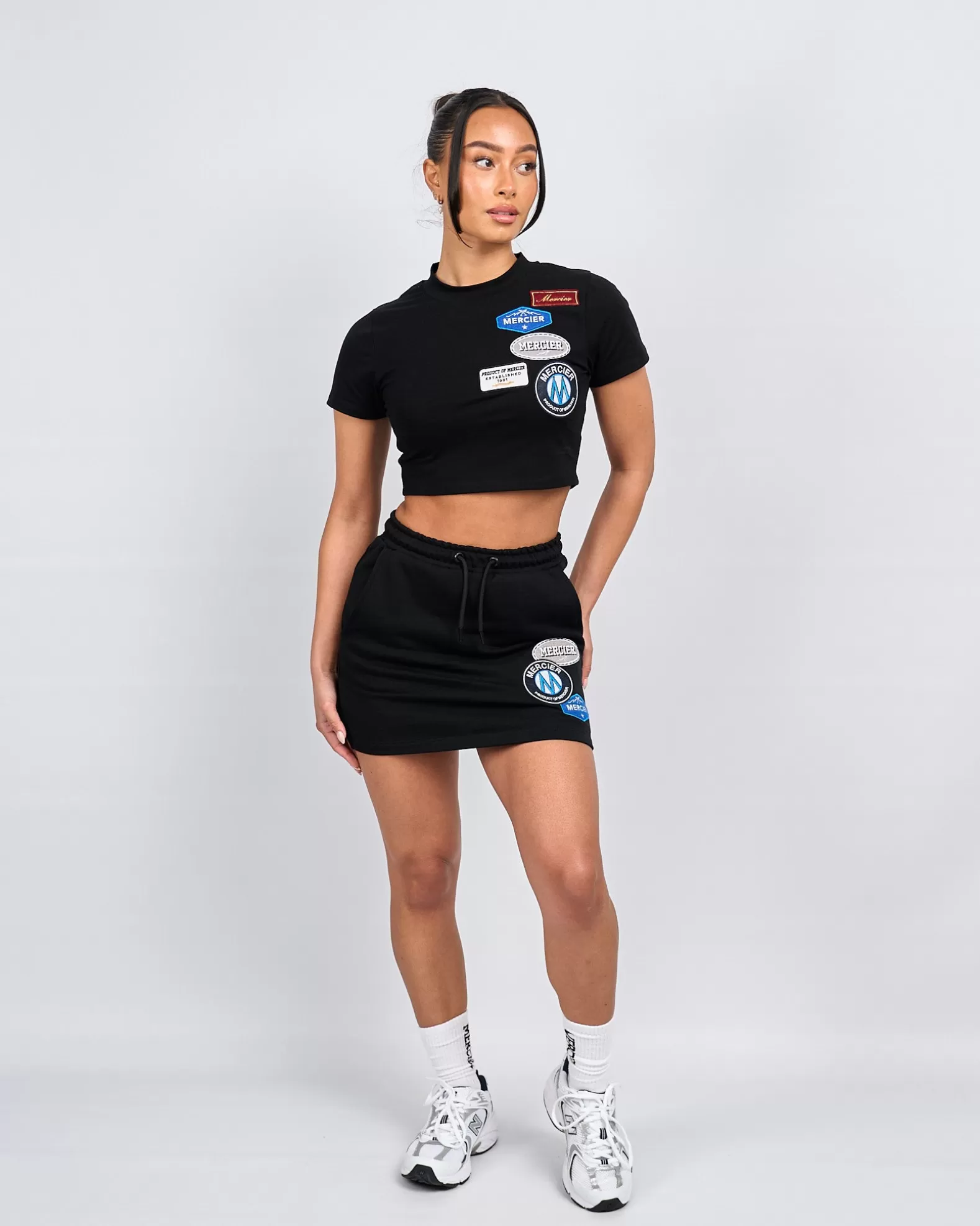 womens_black_og_badge_cropped_baby_tshirt_4.webp Sale Mercier Womens Black OG Badge Cropped Baby Tshirt