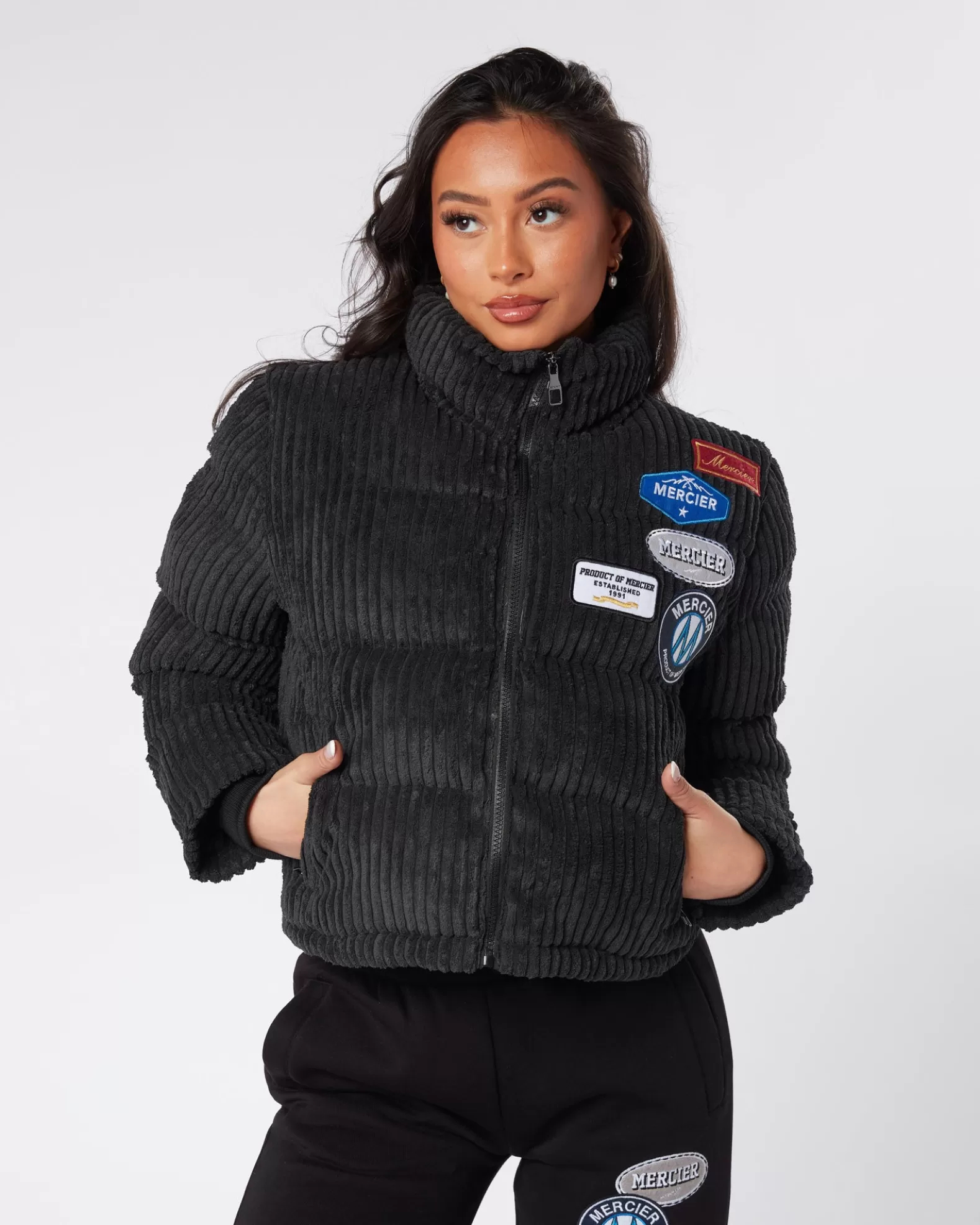 womens_cord_black_og_badge_jacket_2.webp Outlet Mercier Womens Cord Black OG Badge Jacket
