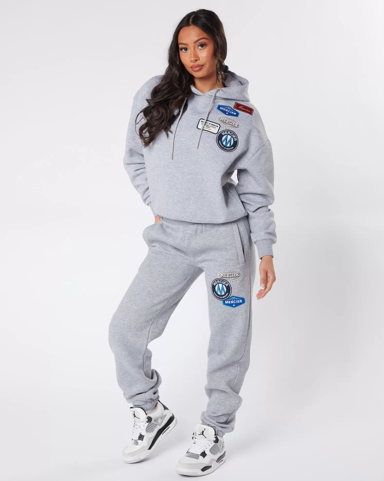 womens_grey_marl_mercier_original_badge_hoodie_2.webp Cheap Mercier Womens Grey Marl Original Badge Hoodie