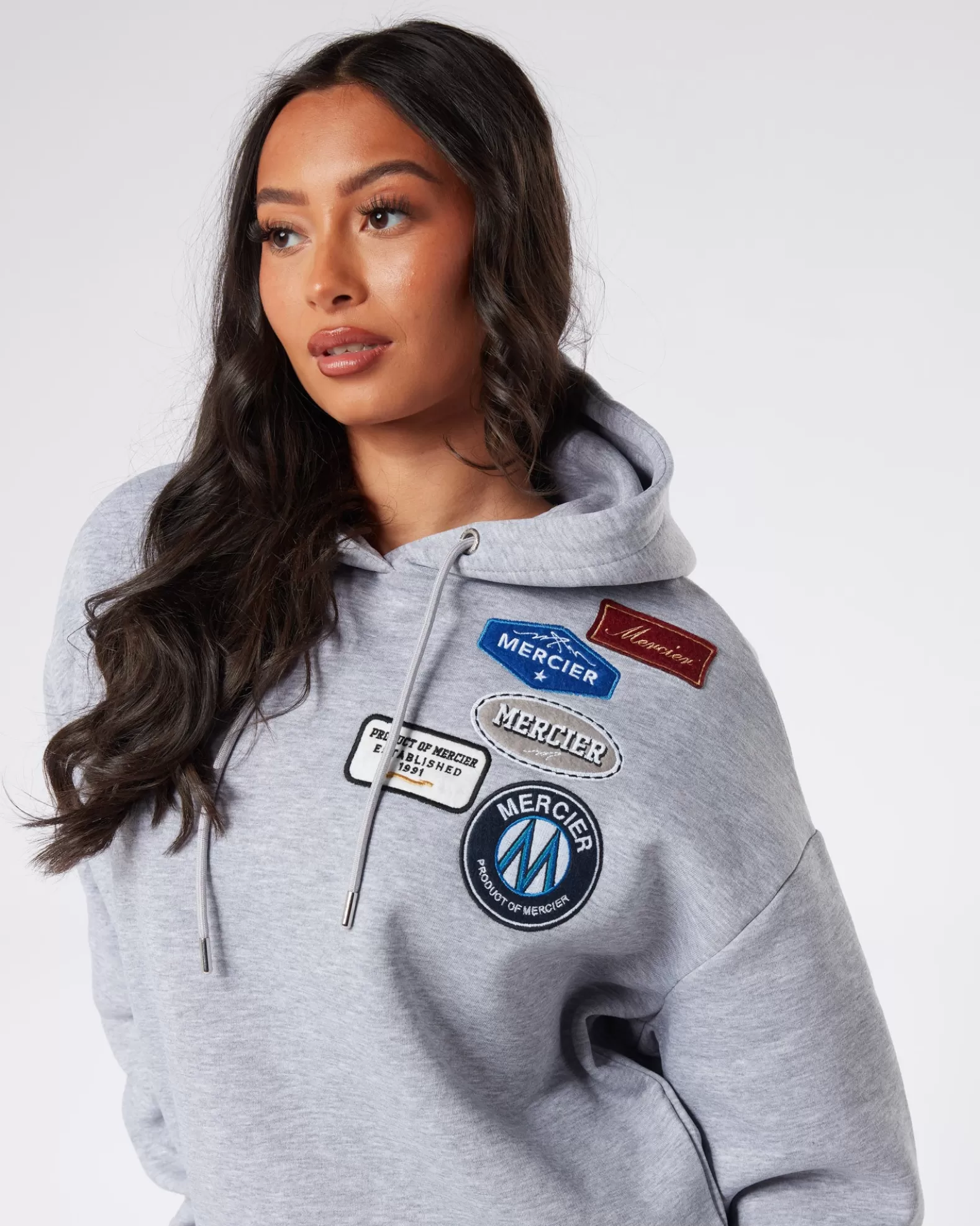 womens_grey_marl_mercier_original_badge_hoodie_4.webp Cheap Mercier Womens Grey Marl Original Badge Hoodie