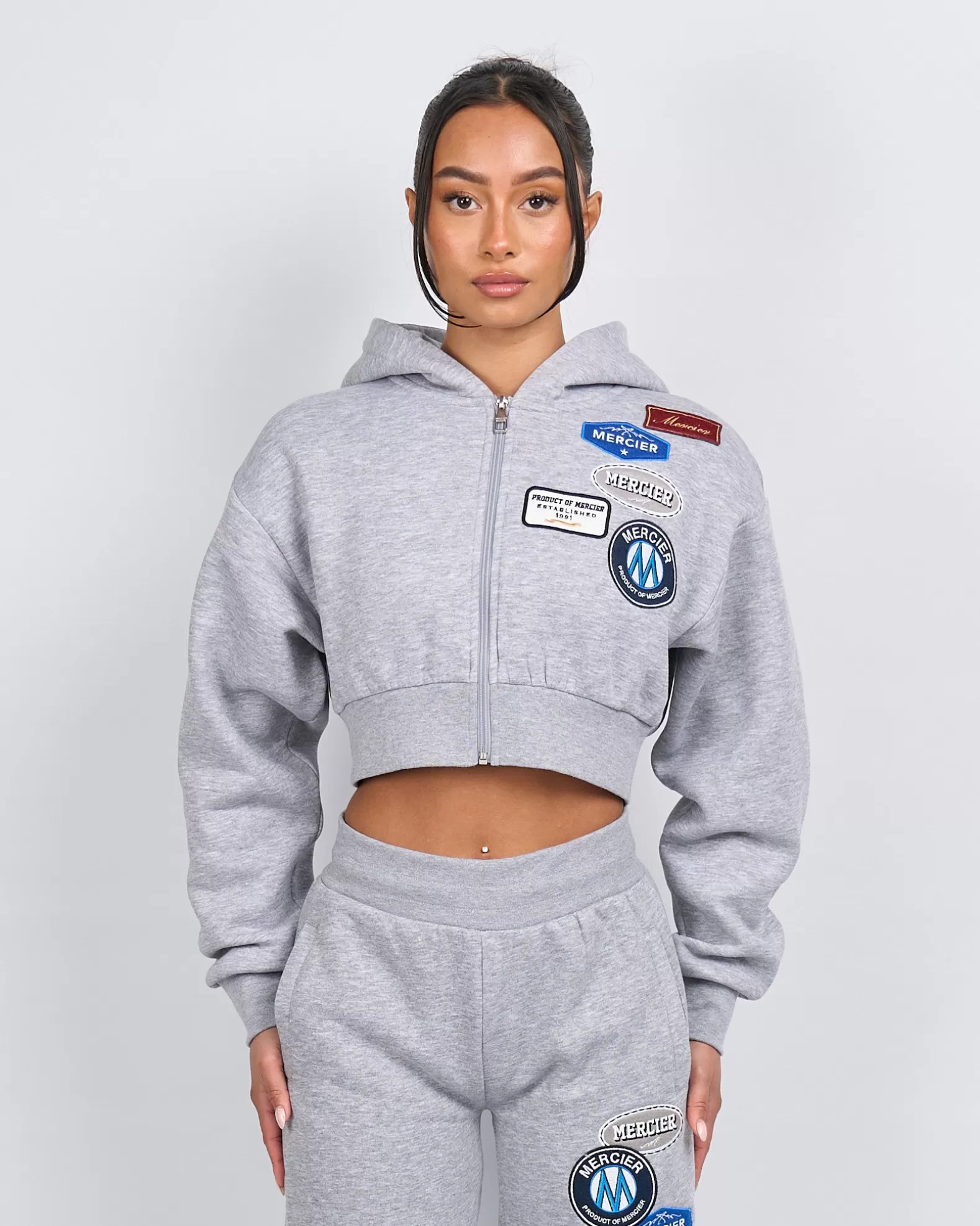 womens_grey_marl_og_badge_crop_zip_hoodie_4.webp Fashion Mercier Women's Grey Marl OG Badge Crop Zip Hoodie