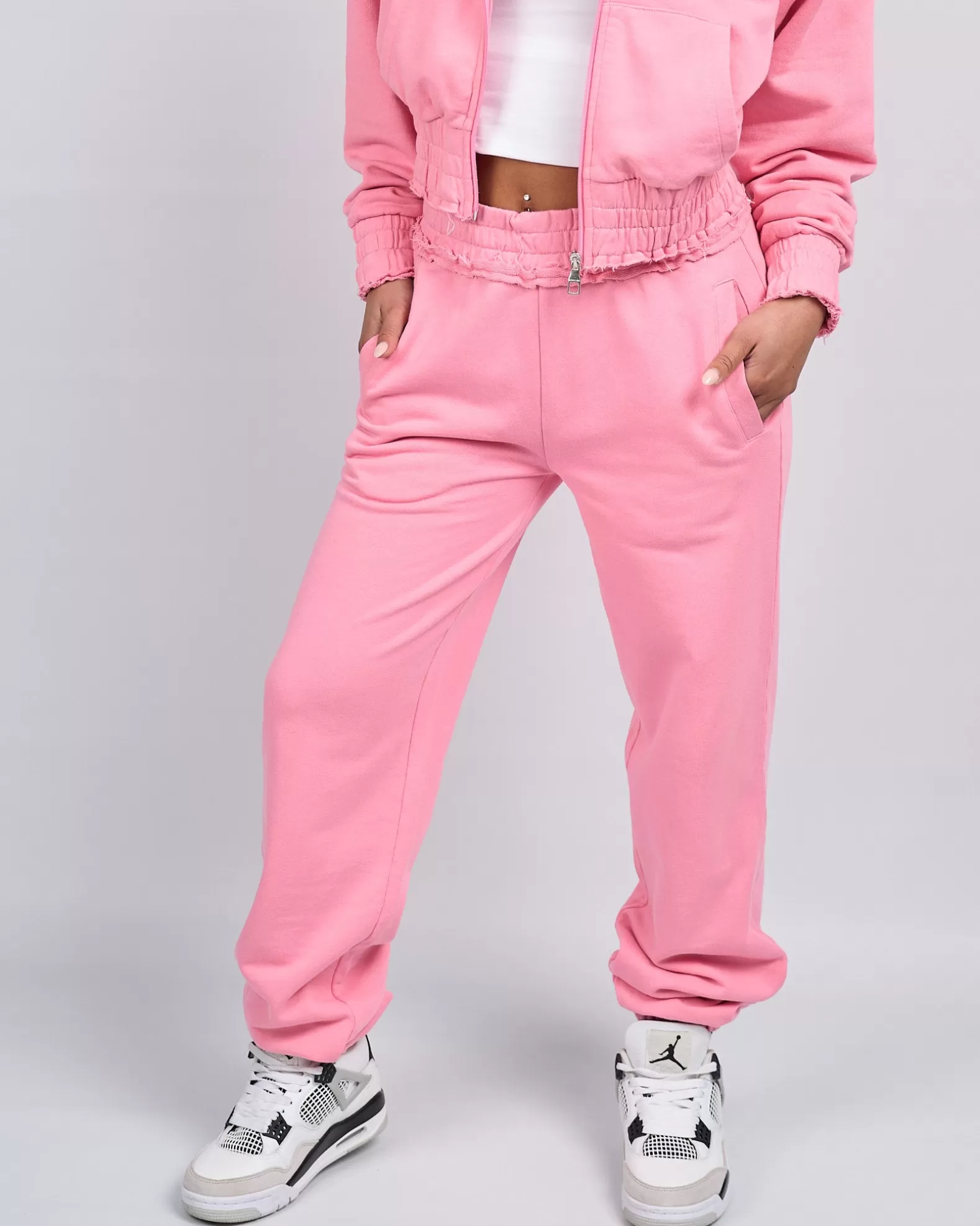 womens_pink_distressed_joggers_4.webp Shop Mercier Women's Pink Distressed Joggers